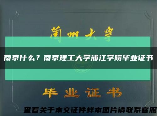 南京什么？南京理工大学浦江学院毕业证书缩略图