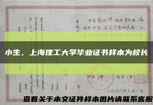 小生，上海理工大学毕业证书样本为校长缩略图