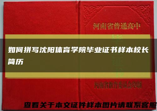 如何拼写沈阳体育学院毕业证书样本校长简历缩略图