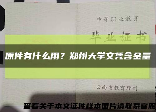 原件有什么用？郑州大学文凭含金量缩略图