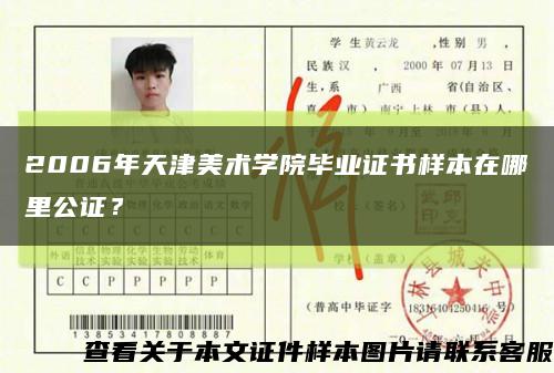 2006年天津美术学院毕业证书样本在哪里公证？缩略图
