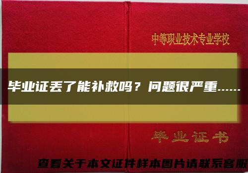 毕业证丢了能补救吗？问题很严重......缩略图
