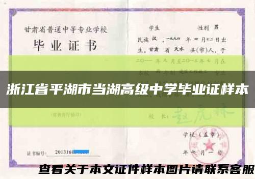 浙江省平湖市当湖高级中学毕业证样本缩略图