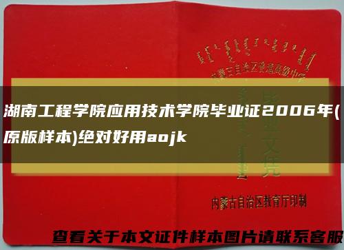 湖南工程学院应用技术学院毕业证2006年(原版样本)绝对好用aojk缩略图