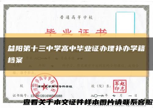 益阳第十三中学高中毕业证办理补办学籍档案缩略图