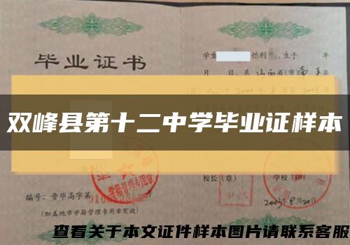 双峰县第十二中学毕业证样本缩略图