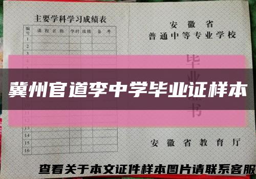 冀州官道李中学毕业证样本缩略图