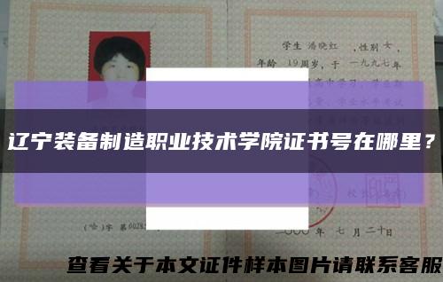 辽宁装备制造职业技术学院证书号在哪里？缩略图