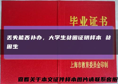 丢失能否补办，大学生贫困证明样本 贫困生缩略图