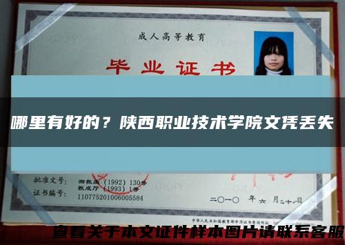 哪里有好的？陕西职业技术学院文凭丢失缩略图