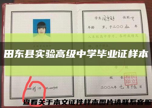 田东县实验高级中学毕业证样本缩略图