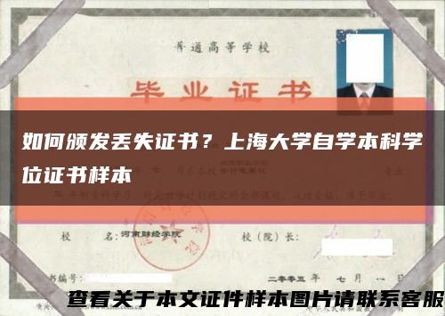 如何颁发丢失证书？上海大学自学本科学位证书样本缩略图