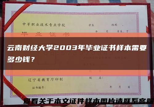 云南财经大学2003年毕业证书样本需要多少钱？缩略图