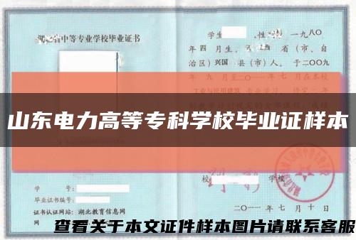 山东电力高等专科学校毕业证样本缩略图