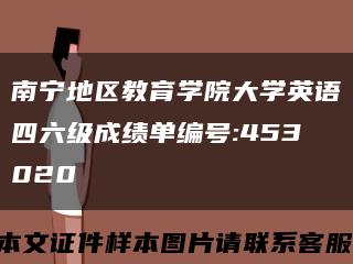 南宁地区教育学院大学英语四六级成绩单编号:453020缩略图