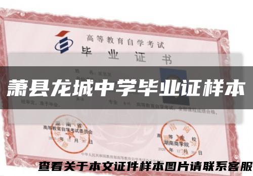 萧县龙城中学毕业证样本缩略图