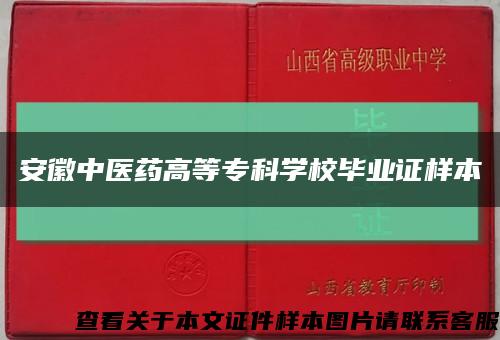 安徽中医药高等专科学校毕业证样本缩略图
