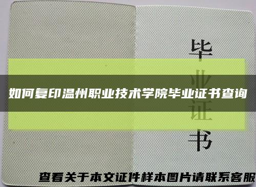 如何复印温州职业技术学院毕业证书查询缩略图