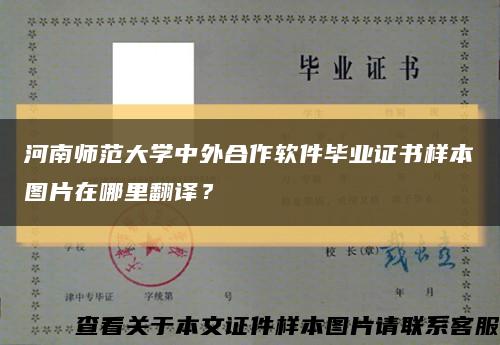 河南师范大学中外合作软件毕业证书样本图片在哪里翻译？缩略图