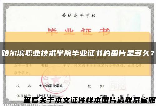 哈尔滨职业技术学院毕业证书的图片是多久？缩略图