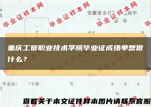 重庆工贸职业技术学院毕业证成绩单想做什么？缩略图