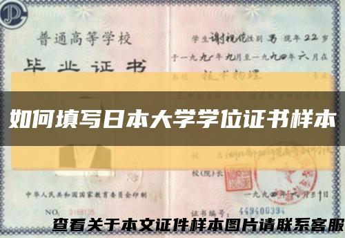如何填写日本大学学位证书样本缩略图