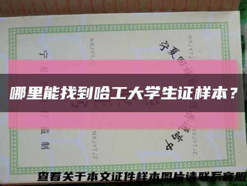 哪里能找到哈工大学生证样本？缩略图