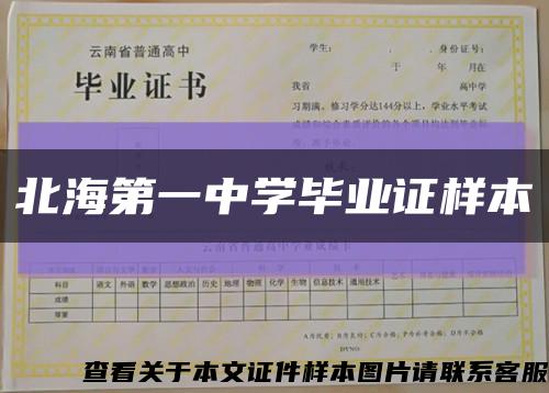 北海第一中学毕业证样本缩略图
