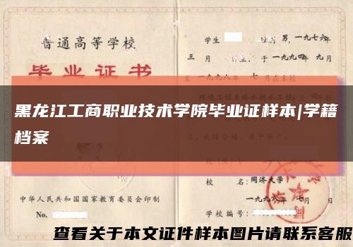 黑龙江工商职业技术学院毕业证样本|学籍档案缩略图