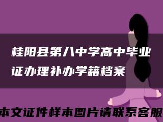 桂阳县第八中学高中毕业证办理补办学籍档案缩略图