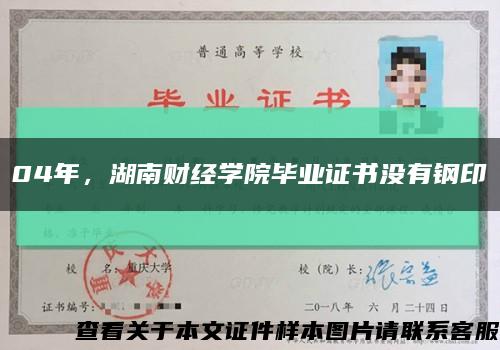 04年，湖南财经学院毕业证书没有钢印缩略图