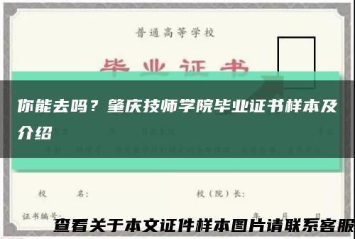 你能去吗？肇庆技师学院毕业证书样本及介绍缩略图