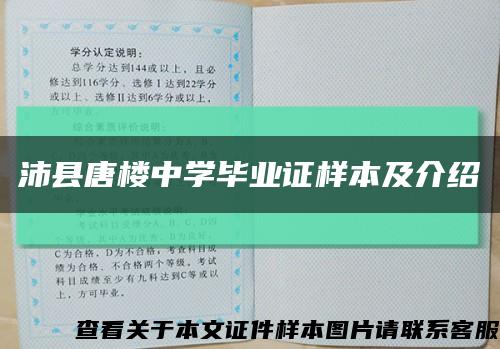 沛县唐楼中学毕业证样本及介绍缩略图