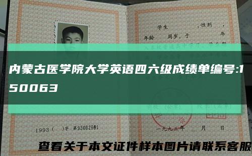 内蒙古医学院大学英语四六级成绩单编号:150063缩略图