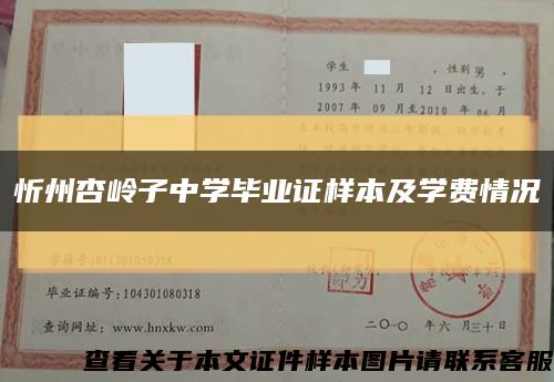 忻州杏岭子中学毕业证样本及学费情况缩略图