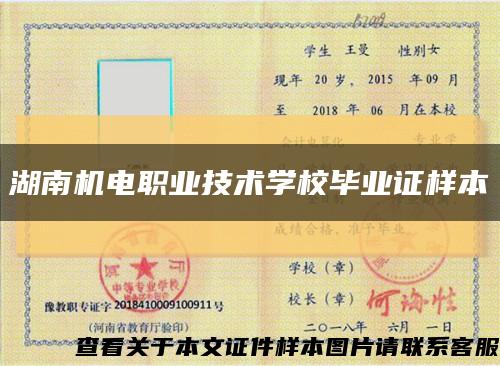 湖南机电职业技术学校毕业证样本缩略图