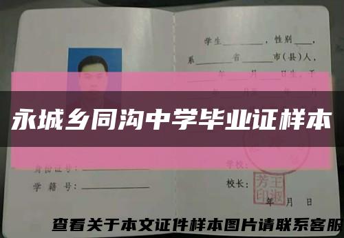 永城乡同沟中学毕业证样本缩略图