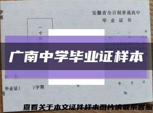 广南中学毕业证样本缩略图