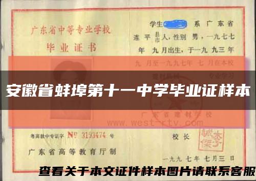 安徽省蚌埠第十一中学毕业证样本缩略图