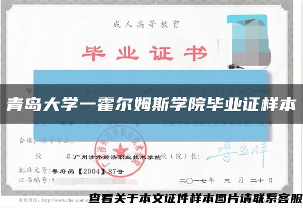 青岛大学一霍尔姆斯学院毕业证样本缩略图