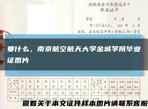 要什么，南京航空航天大学金城学院毕业证图片缩略图