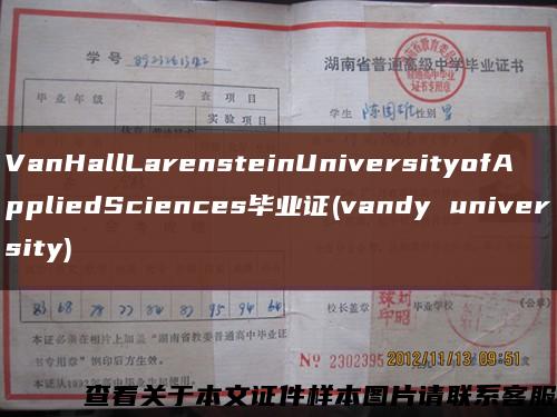 VanHallLarensteinUniversityofAppliedSciences毕业证(vandy university)缩略图
