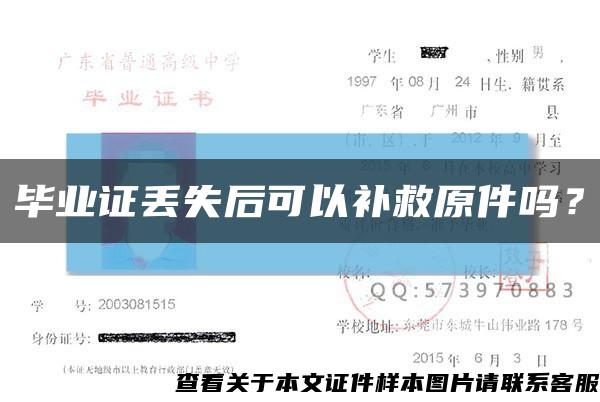 毕业证丢失后可以补救原件吗？缩略图