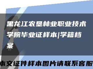 黑龙江农垦林业职业技术学院毕业证样本|学籍档案缩略图