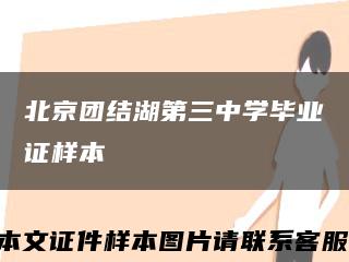 北京团结湖第三中学毕业证样本缩略图