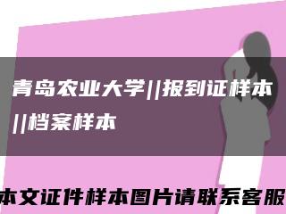 青岛农业大学||报到证样本||档案样本缩略图