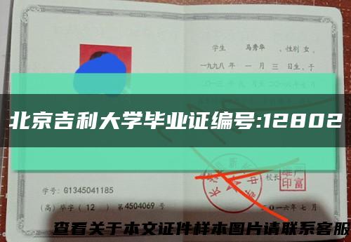 北京吉利大学毕业证编号:12802缩略图