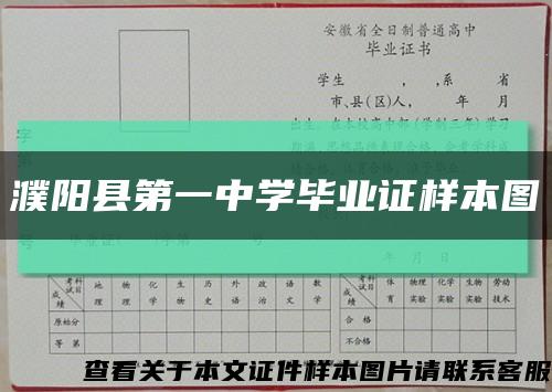 濮阳县第一中学毕业证样本图缩略图
