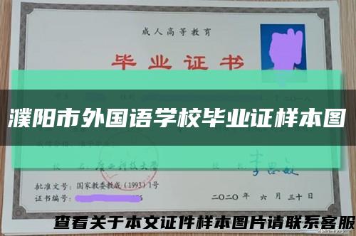 濮阳市外国语学校毕业证样本图缩略图