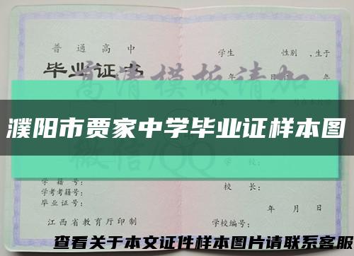 濮阳市贾家中学毕业证样本图缩略图